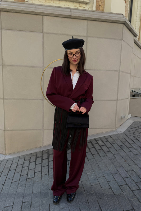 Women's burgundy Mocha suit