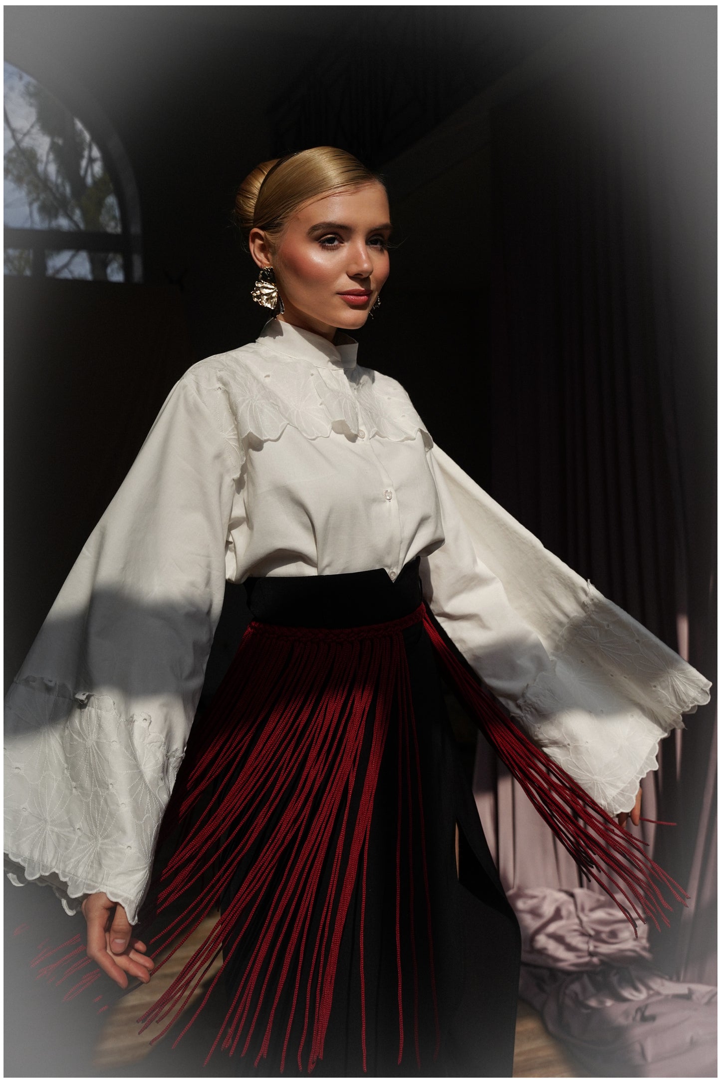 Macrame belt burgundy