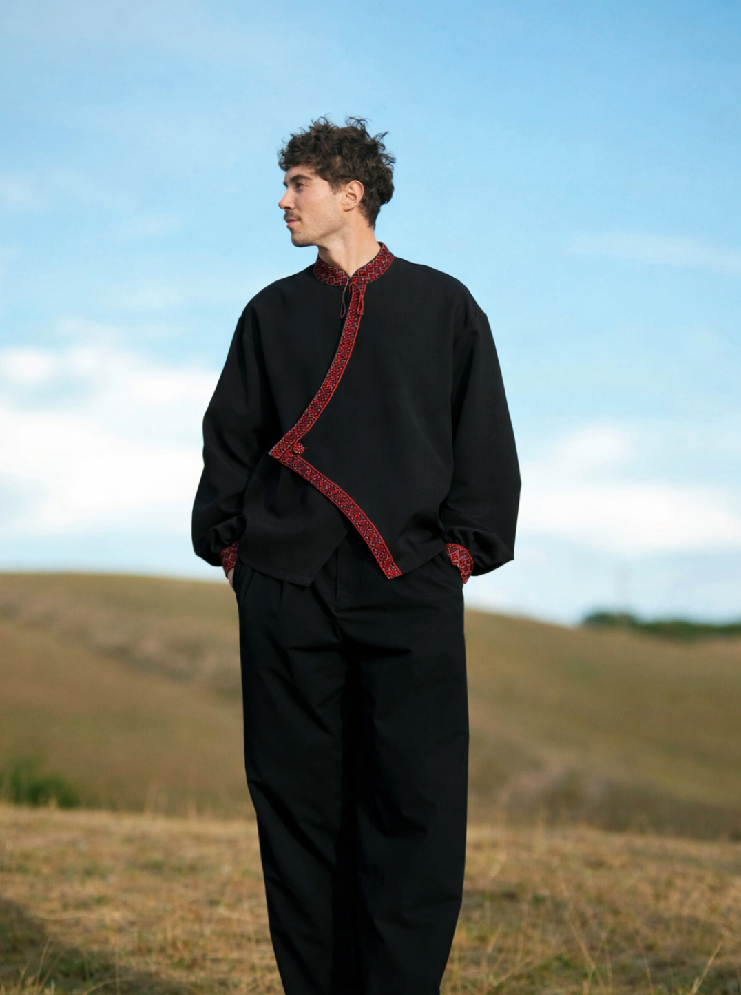 Чоловіча сорочка чорна Чорнобривець