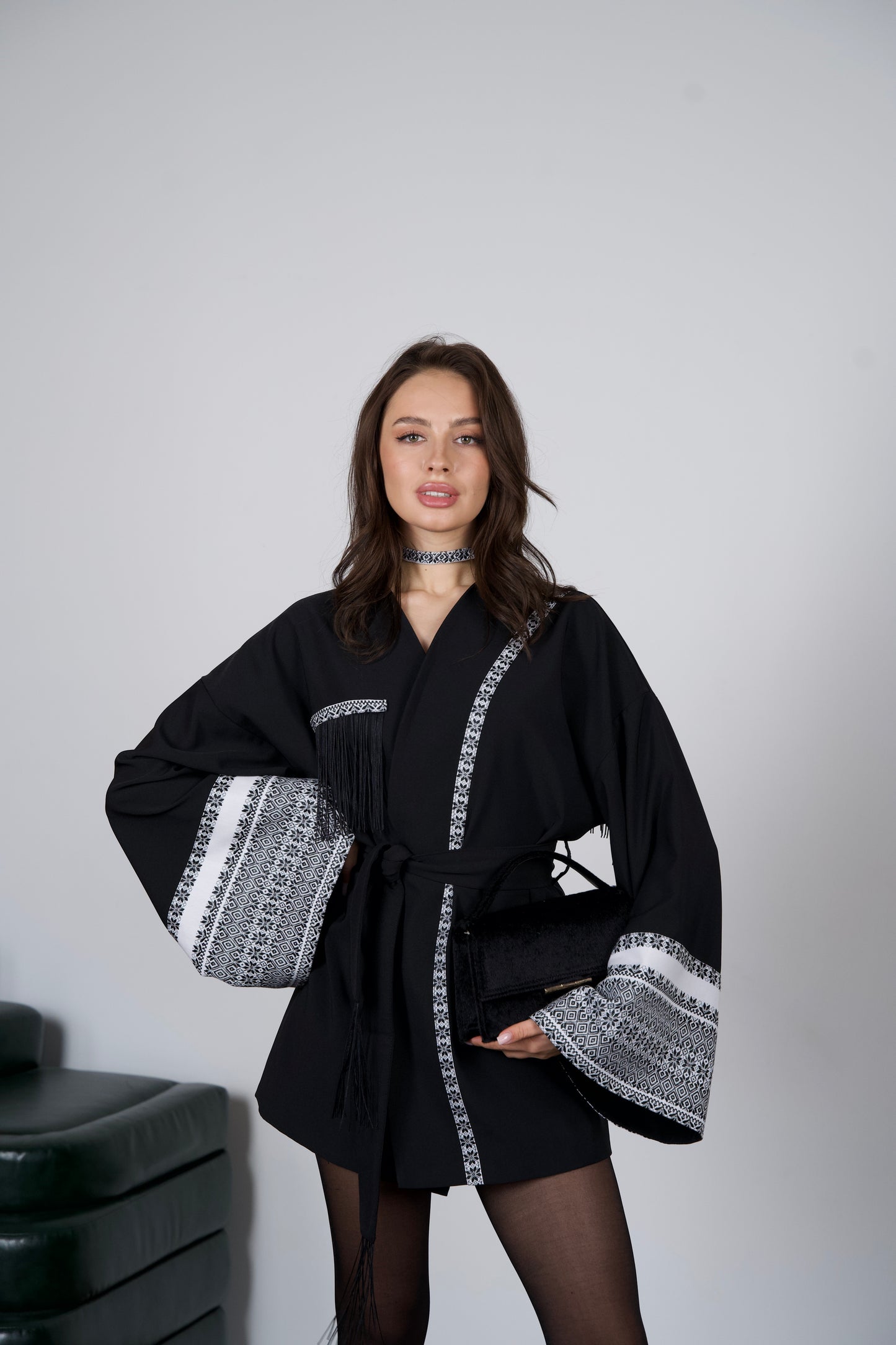 Кімоно міні чорне Олександра