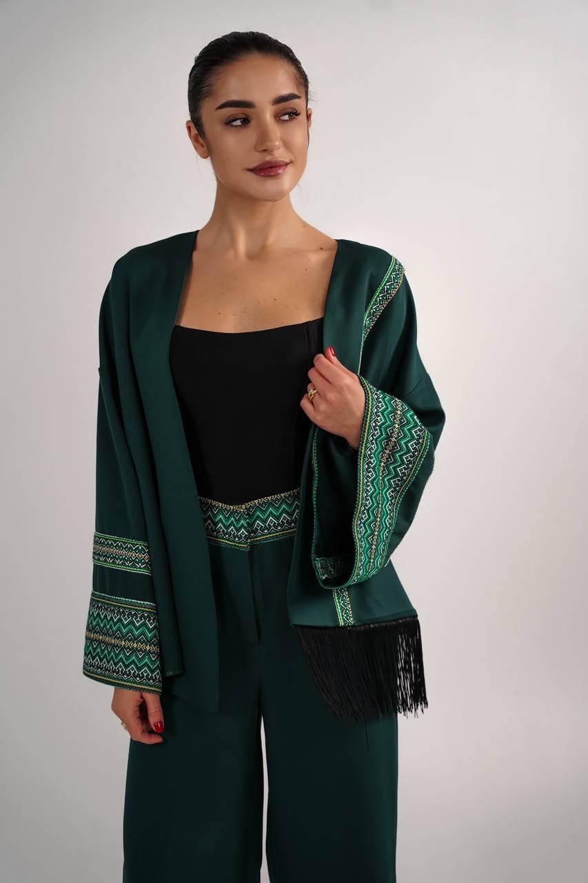 Жіноче кімоно зелене вишите