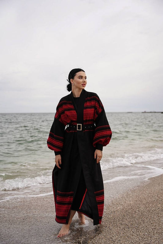 Alda black maxi kimono