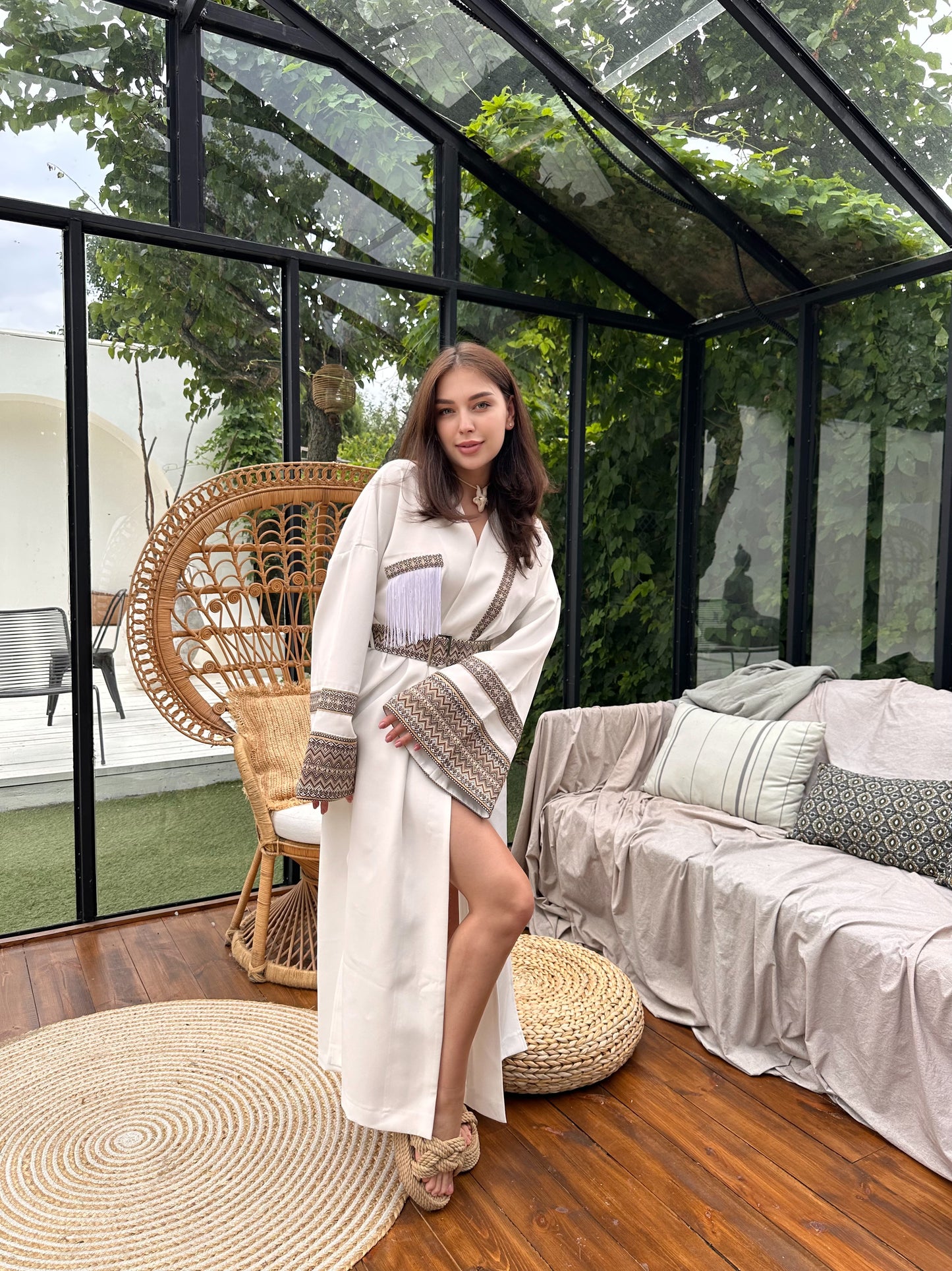 Кімоно максі біле Олександра