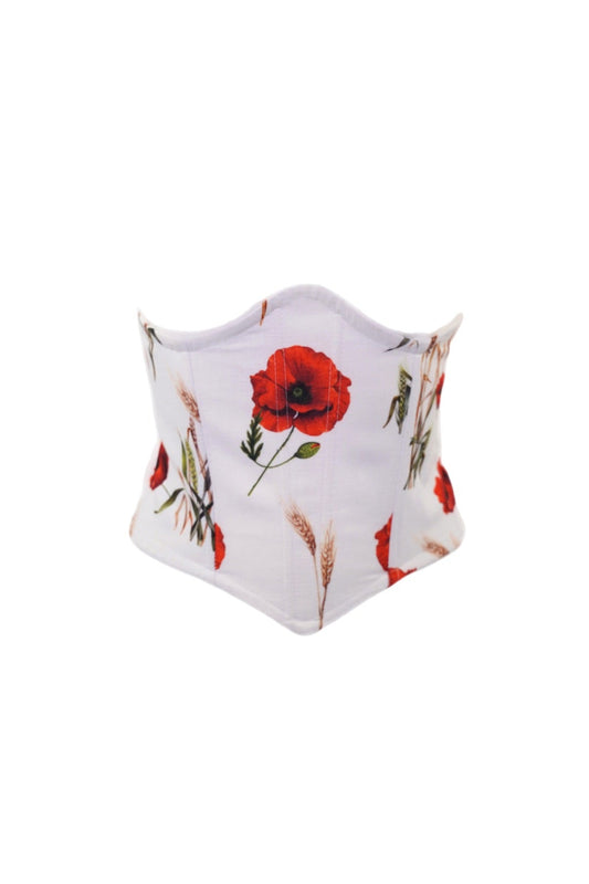 Корсет білий з маками