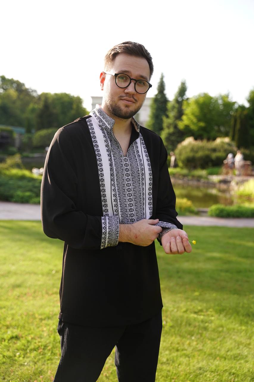Men's black embroidered shirt Heritage