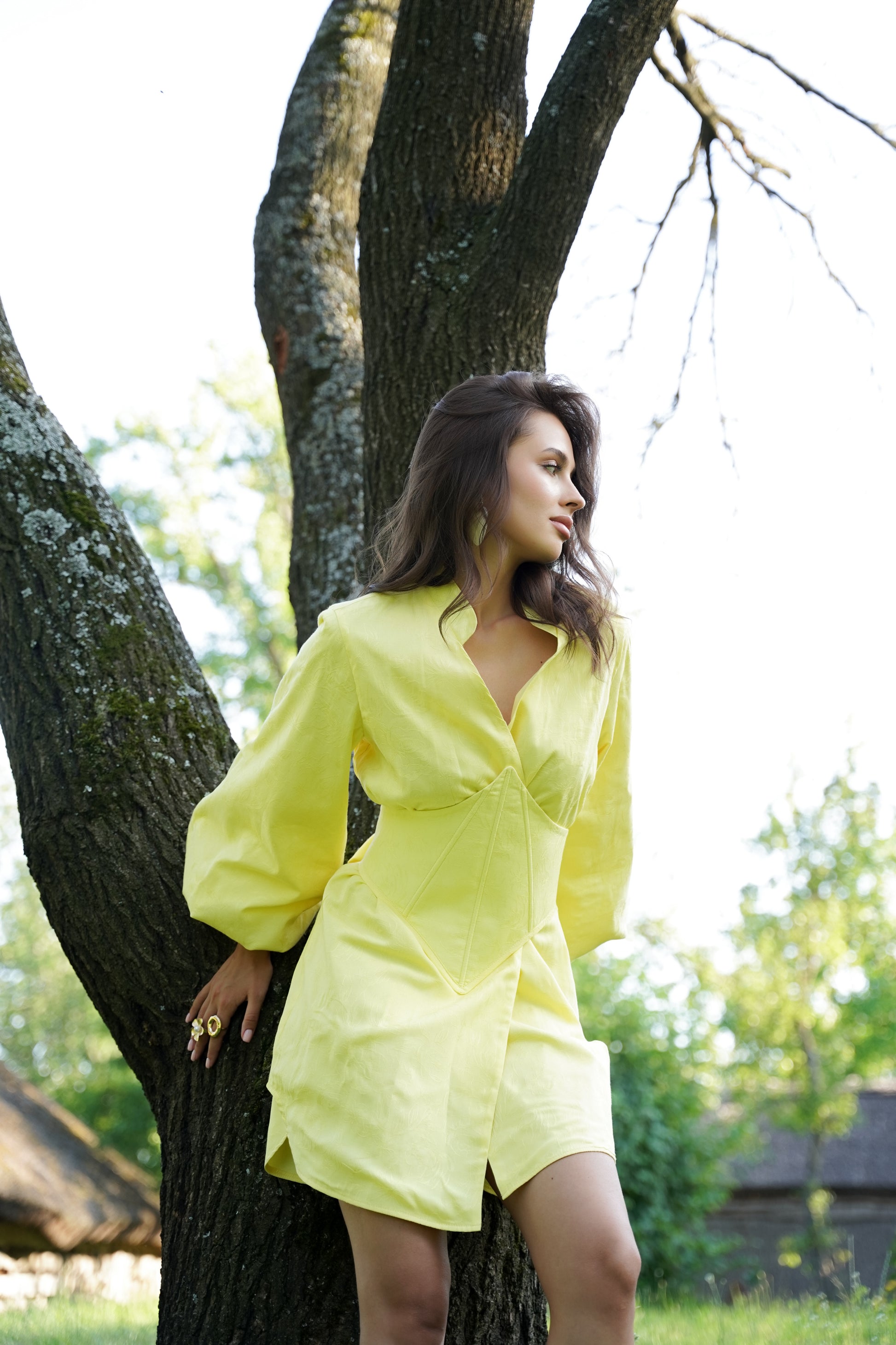 Жіноче кімоно міні жовте Світанок