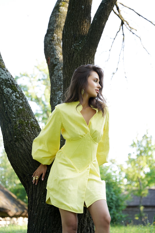 Жіноче кімоно міні жовте Світанок