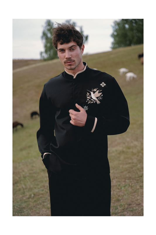 Men's black shirt Kolibri