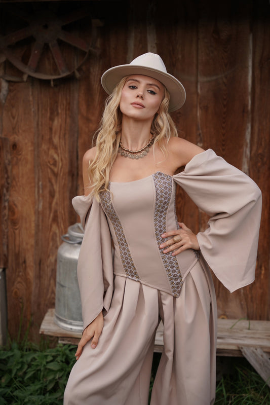 Women's beige corset Wings