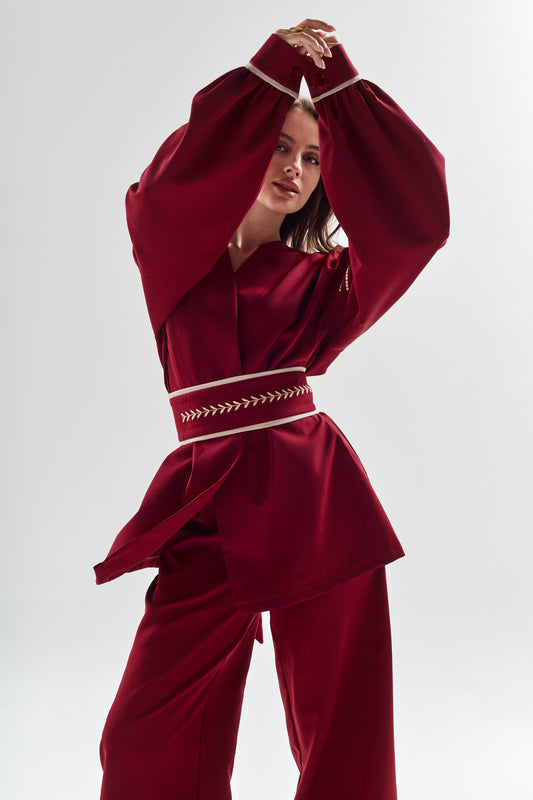 Women's burgundy kimono Horizon