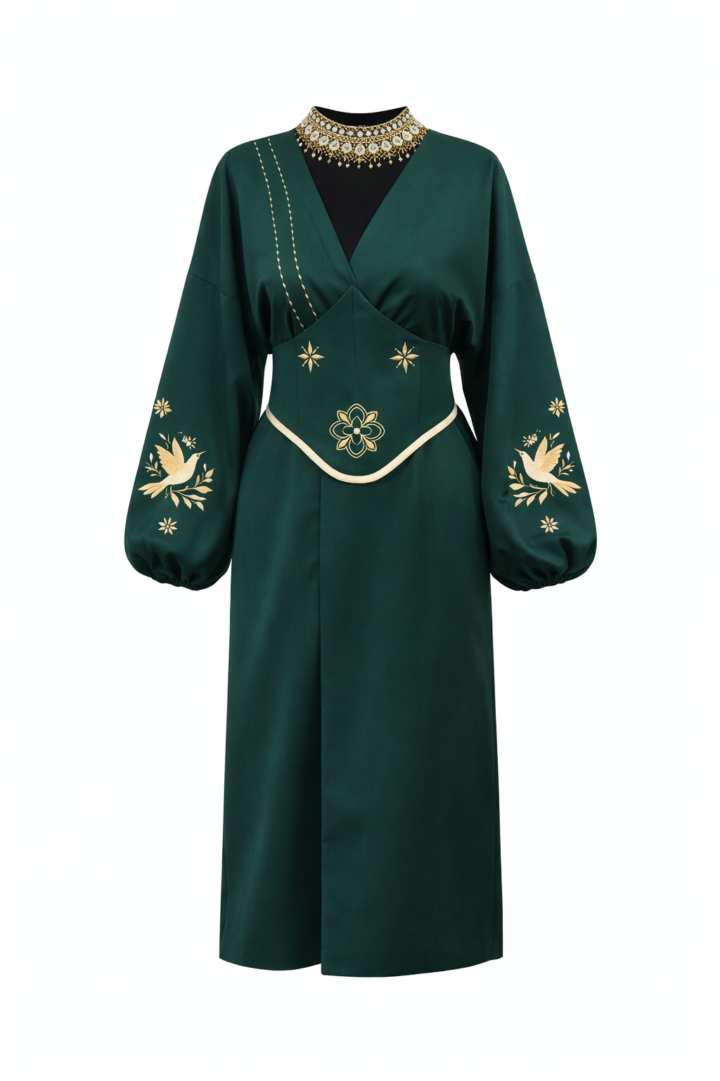 Women's black kimono Hummingbird