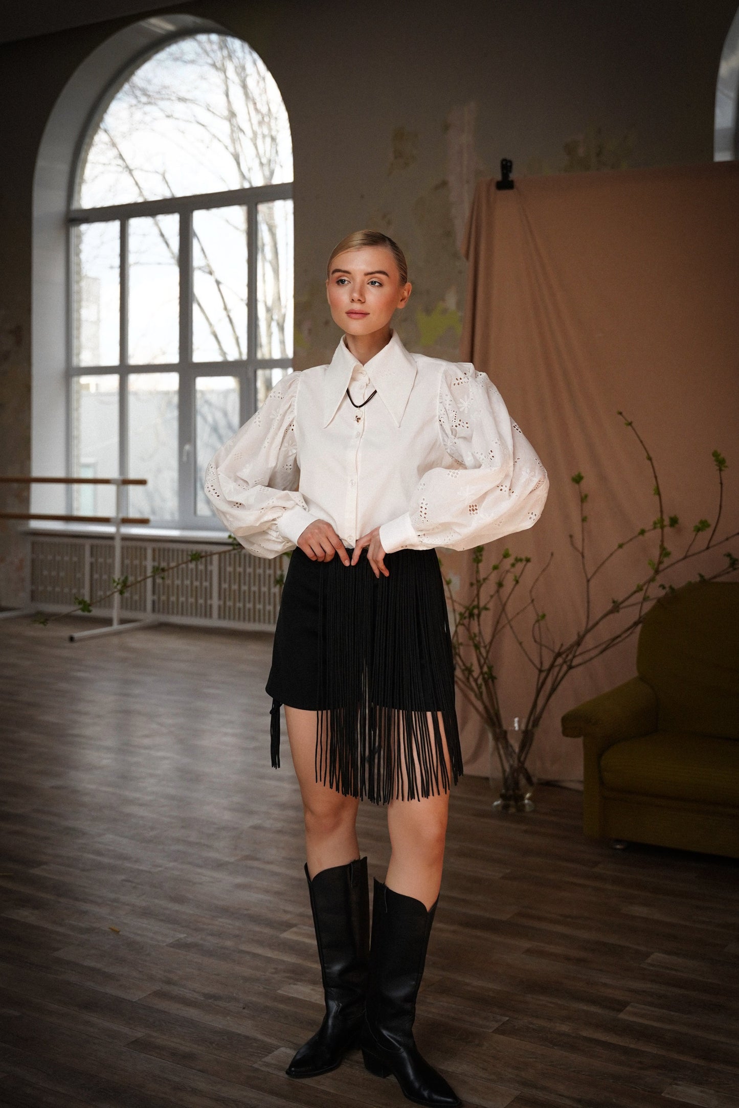 Black macrame belt