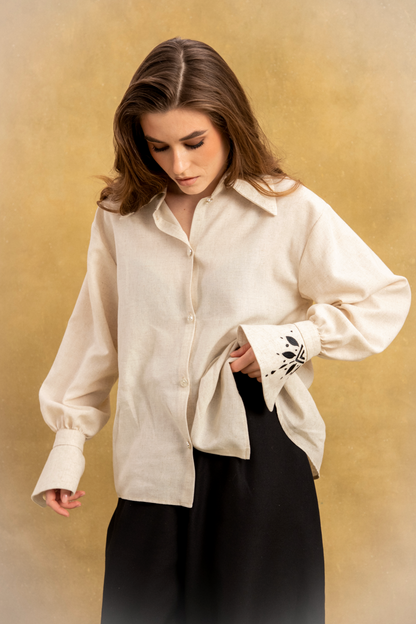 Жіноча сорочка Цвіт льону чорний