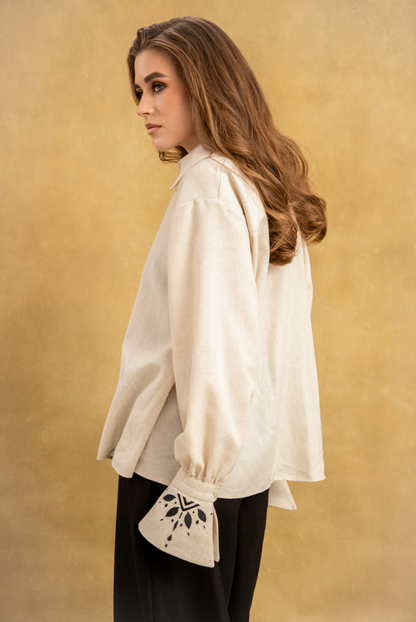 Жіноча сорочка Цвіт льону чорний