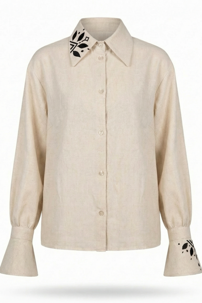 Жіноча сорочка Цвіт льону чорний