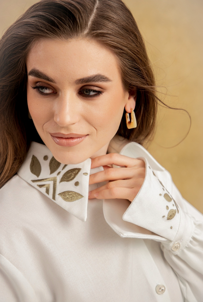 Жіноча сорочка Цвіт льону оливка