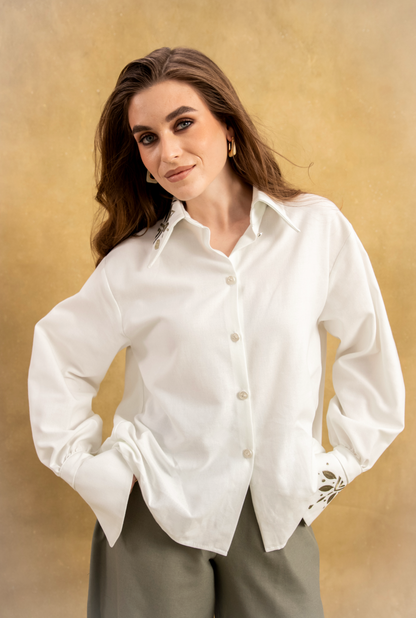 Жіноча сорочка Цвіт льону оливка