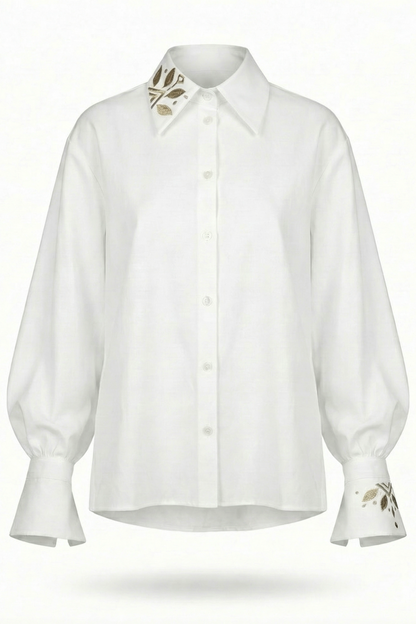 Жіноча сорочка Цвіт льону оливка