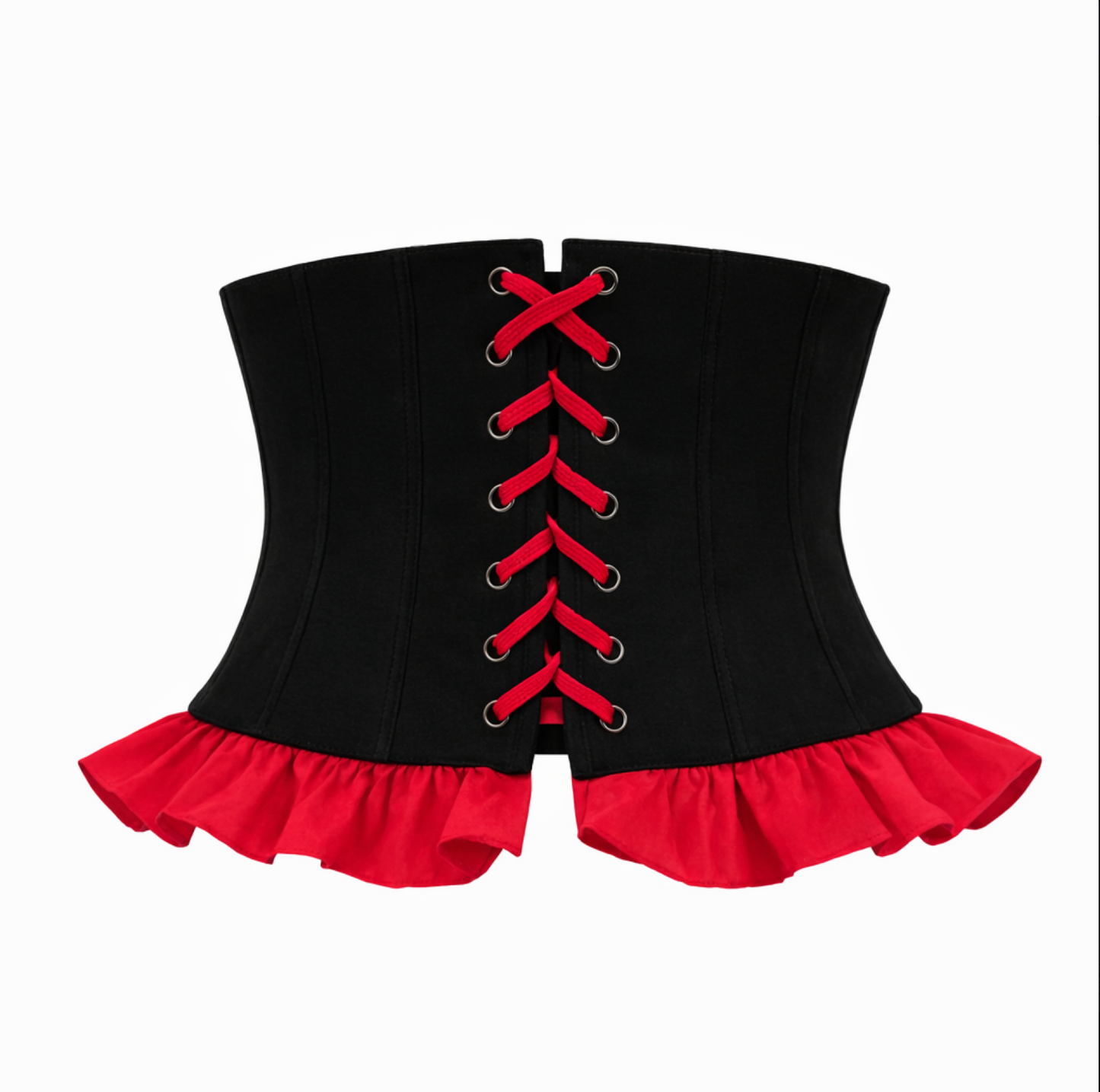 Корсет з рюшами червоний