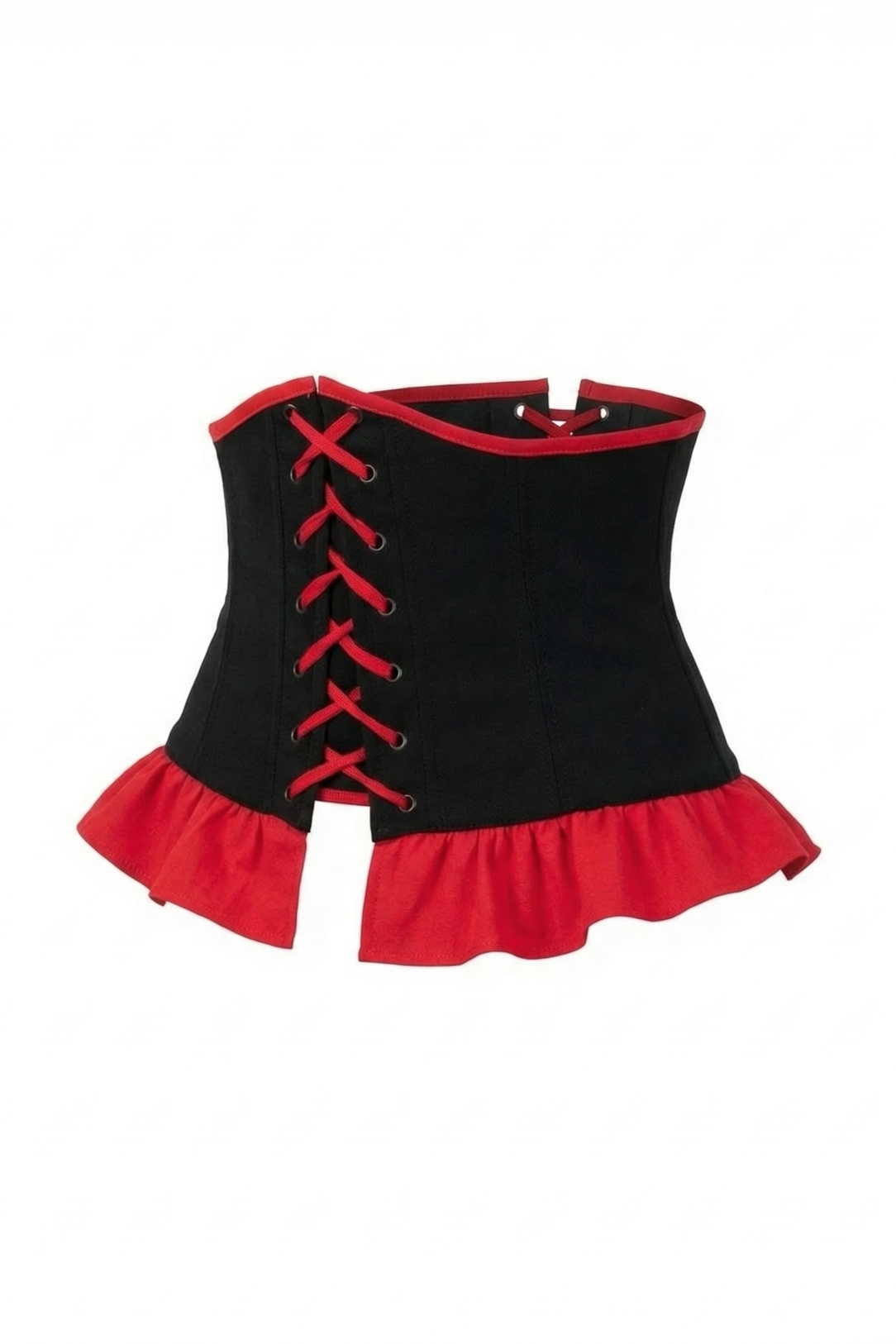 Корсет з рюшами червоний
