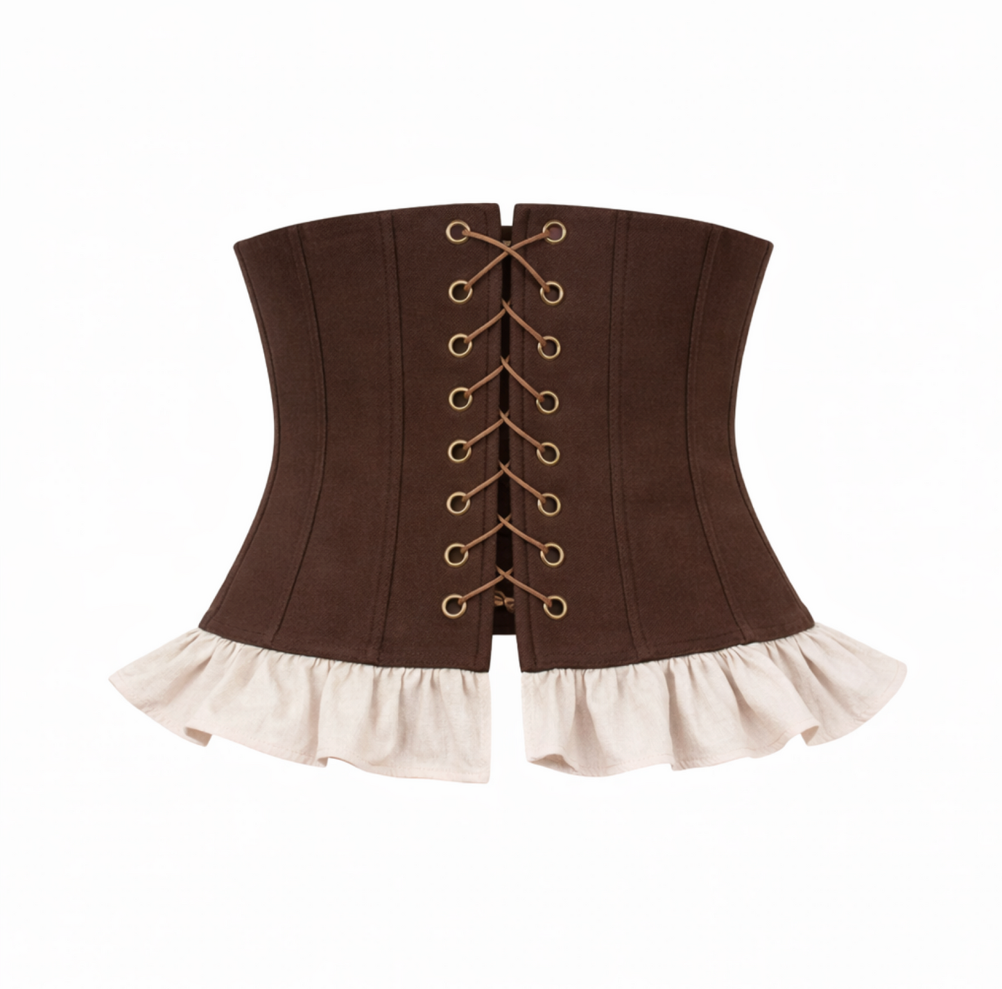 Корсет з рюшами коричневий