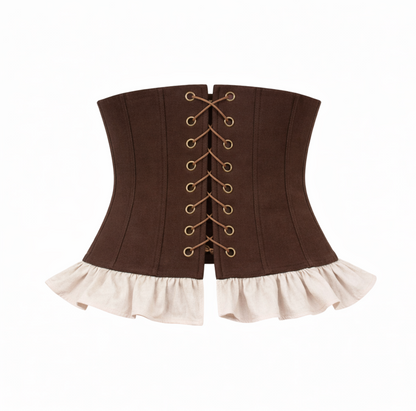 Корсет з рюшами коричневий
