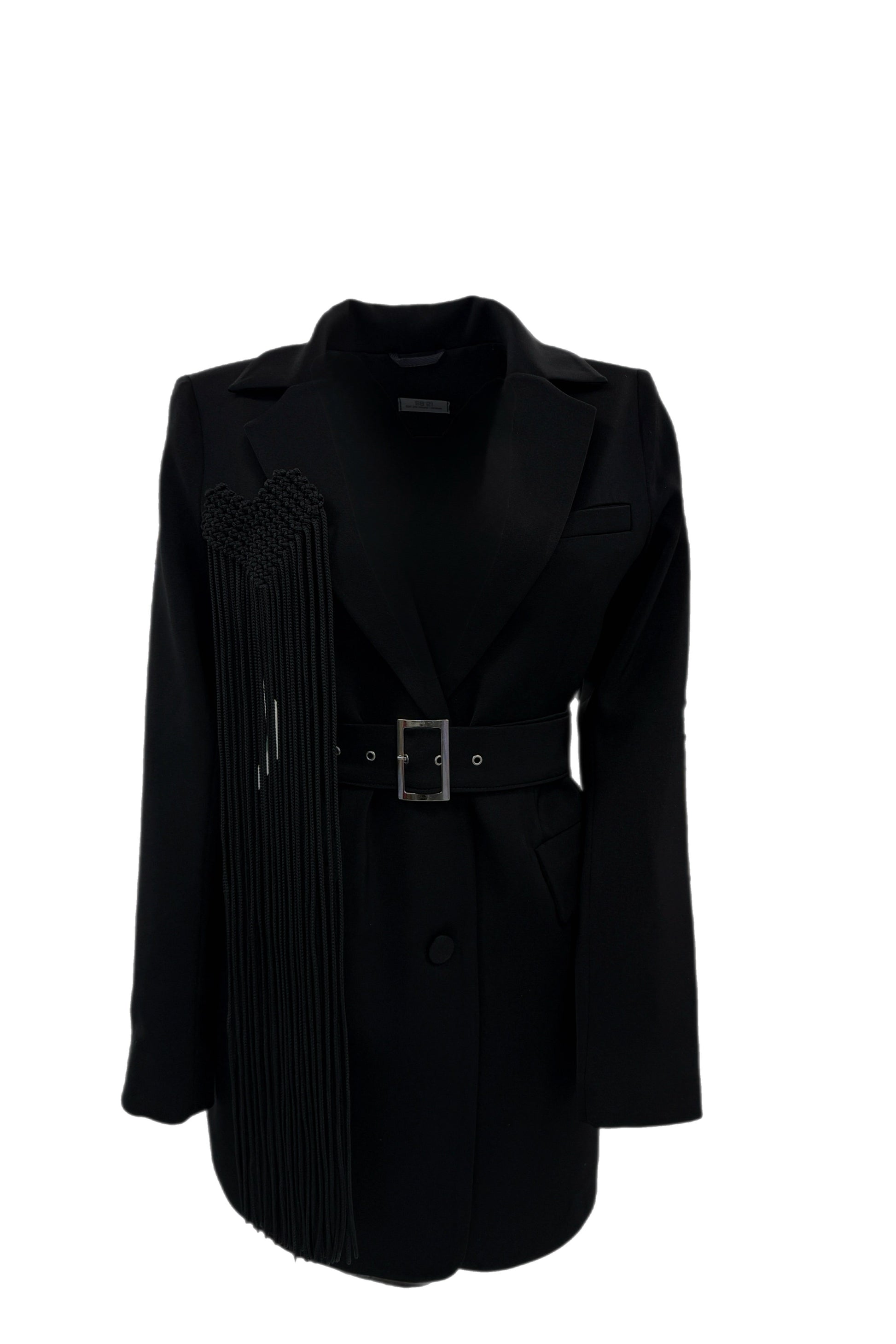 Жіночий жакет чорний з поясом