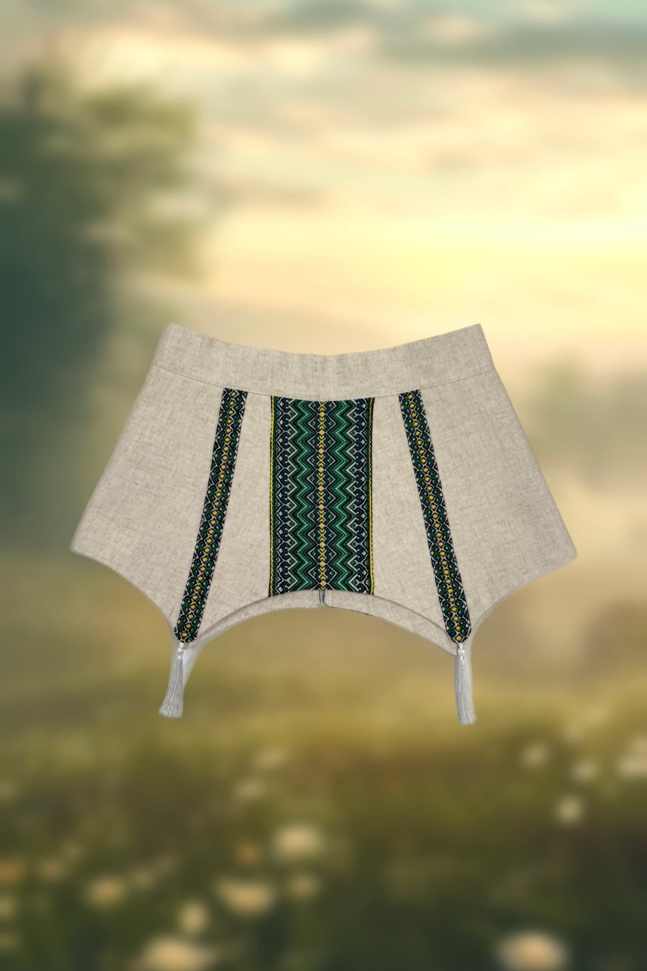 Баска Мілена бежева-зелений принт