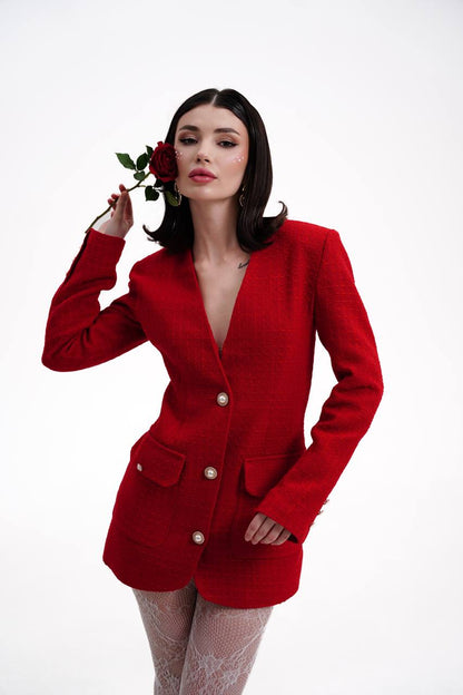 Жакет-сукня червоний твідовий