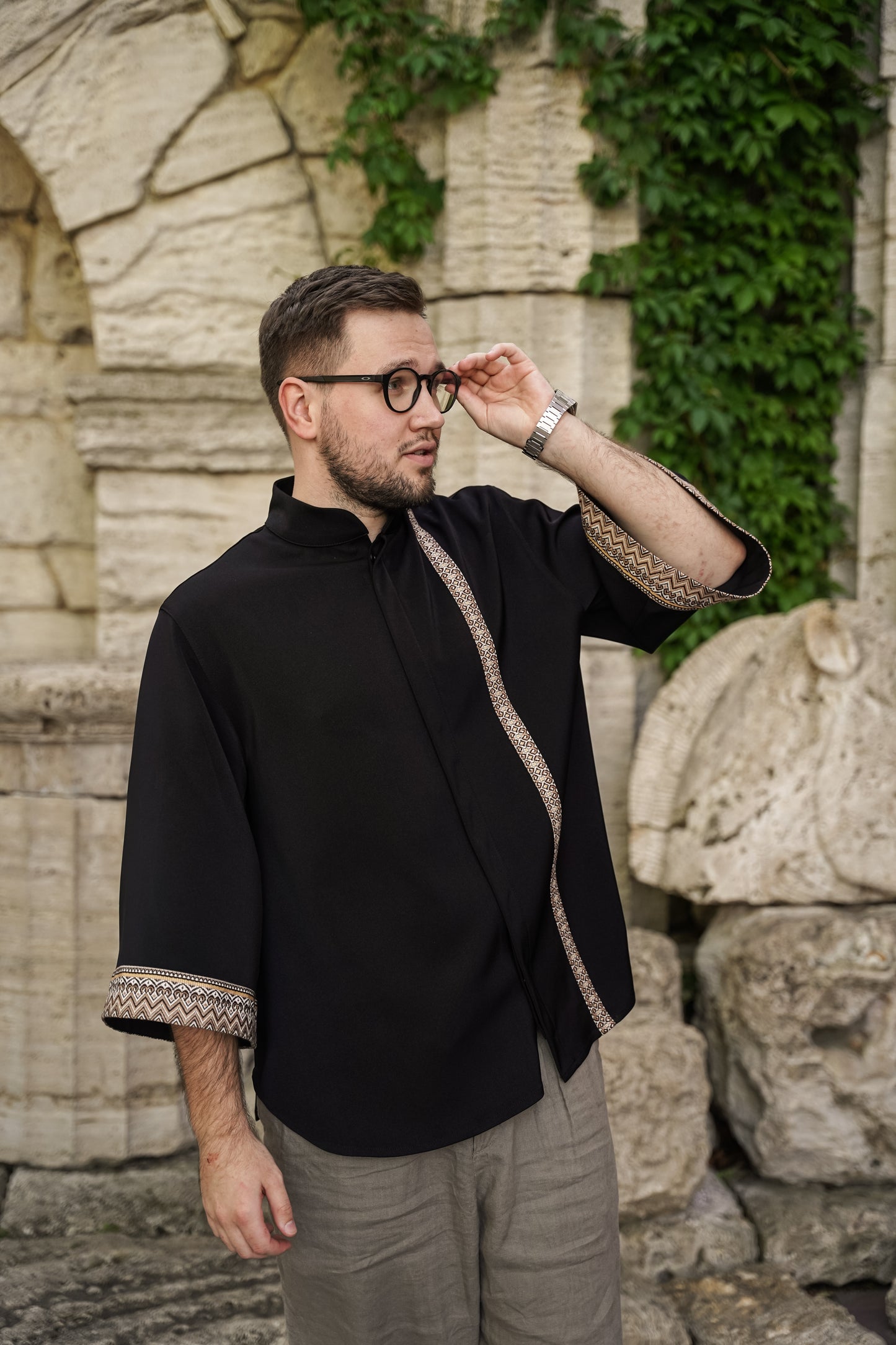 Men's black kimono Svyatogor