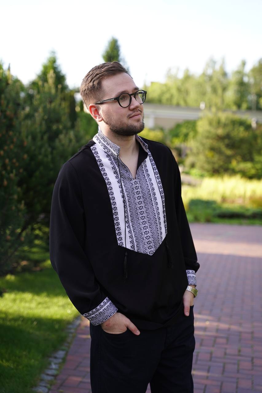 Men's black embroidered shirt Heritage