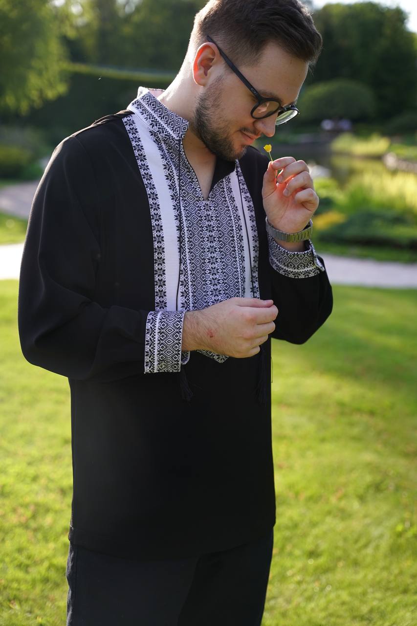 Men's black embroidered shirt Heritage