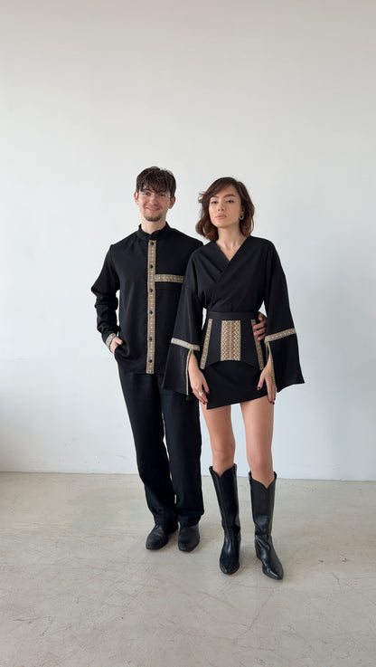 Парний образ чорний з вишивкою