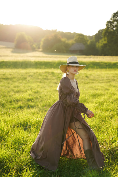 Сукня - накидка коричнева Вікторія