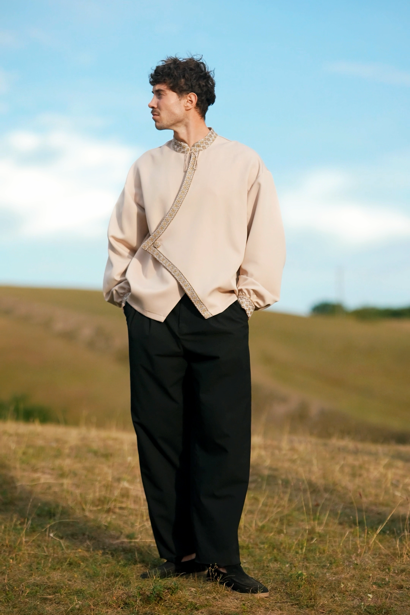 Men's black embroidered shirt Heritage