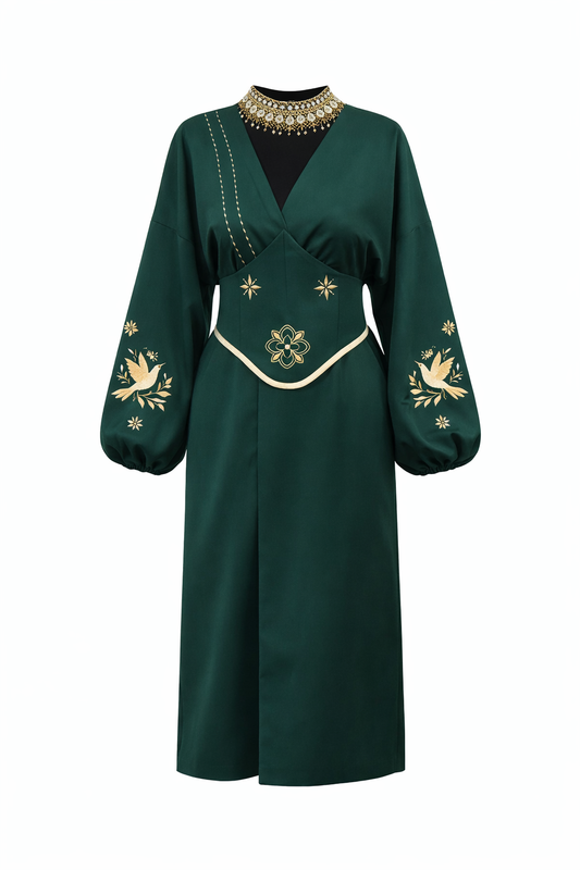 Women's black kimono Hummingbird