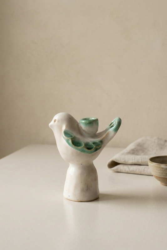 Підсвічник пташка молочно-зелений