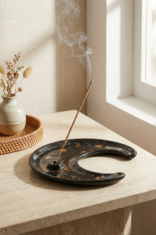 Керамічна підставка під благовонії чорна