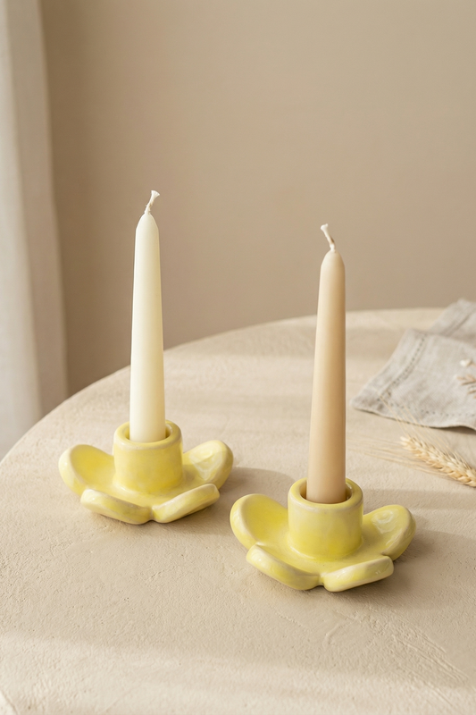 Керамічний підсвічник тюльпан жовтий