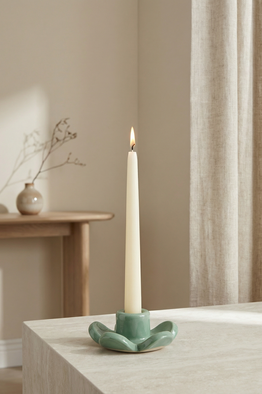 Керамічний підсвічник тюльпан зелений