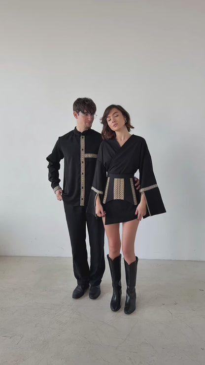 Парний образ чорний з вишивкою